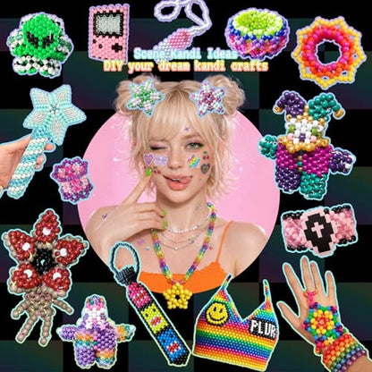 14000Pcs Pony Beads Kit, 40 Colors Rave Kandi Beads Bracelet Making Kit - color: JumboBox-40Colors
