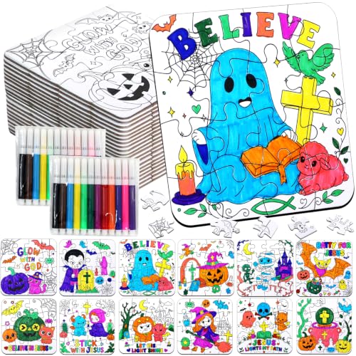 Halloween Crafts for Kids & Adults, Christian DIY Art Activities Kit Puzzle - color: Religious Halloween Colorful