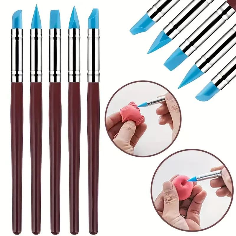 43PCS Polymer Clay Tools Kit, Clay Sculpting Art Tool Set with Wooden Carving Tools, Ball Stylus, Silicone Scrapers, Art Brushes & Detail Needles for Pottery, Modeling, DIY Crafts for Beginners-Pink - color: 43Pcs-Pink