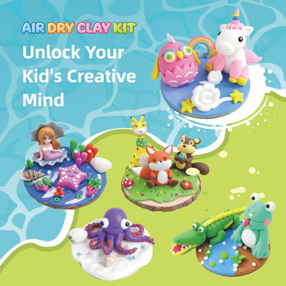 Air Dry Clay Kits for Kids,Animal & Ocean Theme,Modeling Clay for Kids, DIY Model Magic Clay with Sculpting Tools and Tutorials,20 Boxes Molding Clay,Ultra Light,Soft & Non-Sticky,Arts and Crafts Gift - color: Animal & Ocean Theme