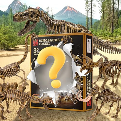 VIBIRIT Dig Up Dinosaurs Skeleton Set,Dinosaur Digging Fossil Kit Model Toys,Excavation Kits for kids5-12year,Educational Realistic Toys for Kids,Boys,Girls - style: Random