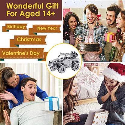 Piececool 3D Metal Puzzle for Adult SUV Car Model Kits, Vehicle Car Models Building Kit, Brain Teaser 3D Puzzle DIY Craft Kits, Birthday, 157 Pcs - color: Silver Suv