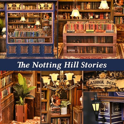 TOYQI Book Nook Kit, DIY Miniature Dollhouse Kit for Adults and Teens - color: Notting Hill Stories