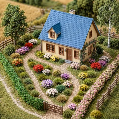182 Pcs Diorama Grass Colorful Miniature Flowers Cluste Kit