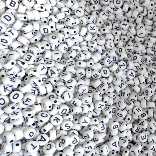 JULIMAIDONG Alphabet Beads A-Z 1350+Pcs Letter Number Hearts Bracelets Bead - color: Black