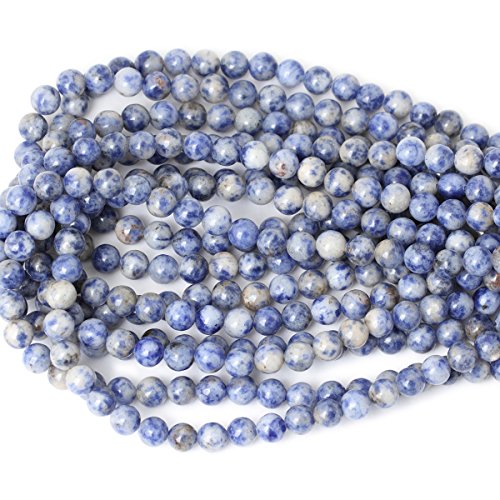 45PCS 8mm Natural Blue White Sodalite Gemstone Round Loose Beads for Jewelry Making 1 Strand 15" - color: Blue White Sodalite, size: 8mm