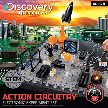 Discovery #MINDBLOWN Action Circuitry Electronic Experiment STEM Set, Build-it-Yourself Engineering Toy Kit, Explore the Science of Lights, Sounds & Motion, 6 Experiments, Great Gift for Kids Ages 8 +