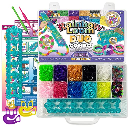 Rainbow Loom Duo Combo with 4,000 Jewel Rubber Bands & Organizer Case