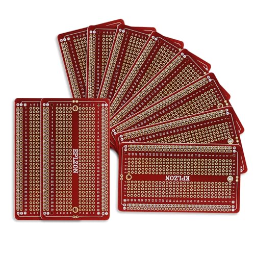 10 Pcs Solderable Breadboard PCB Board Gold-Plated Solder Breadboard for DIY Electronics Projects Apply to Soldering Projects 3.5"x2.05" (Red) - color: Red