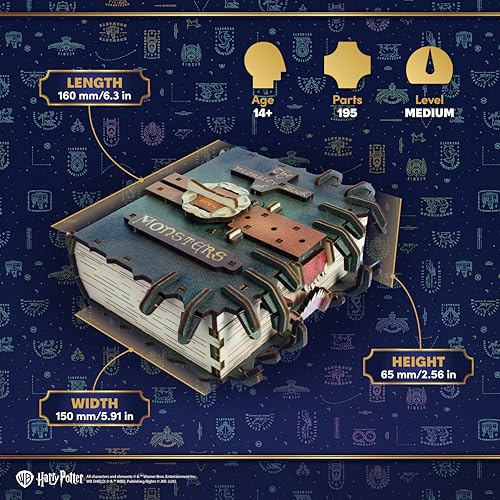 UGEARS Harry Potter The Monster Book of Monsters - 3D Wooden Puzzles for Adults, Mechanical Wooden Model Kits for Adults to Build, DIY Building Craft Kit, Brain Teaser Puzzle, Hobby Gift 3D Puzzle