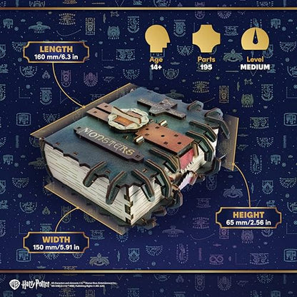 UGEARS Harry Potter The Monster Book of Monsters - 3D Wooden Puzzles for Adults, Mechanical Wooden Model Kits for Adults to Build, DIY Building Craft Kit, Brain Teaser Puzzle, Hobby Gift 3D Puzzle