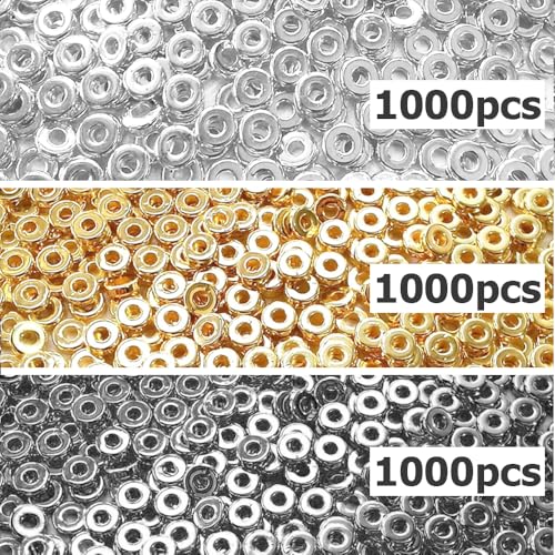 6mm Flat Round Spacer Beads, Clay Beads for Bracelets Making Kit, Heishi Polymer Flat Disc Spacer Beads for Jewelry Making, Clay Beads for Jewelry Making Gold Beads Silver (3000pcs) - color: 3000pcs