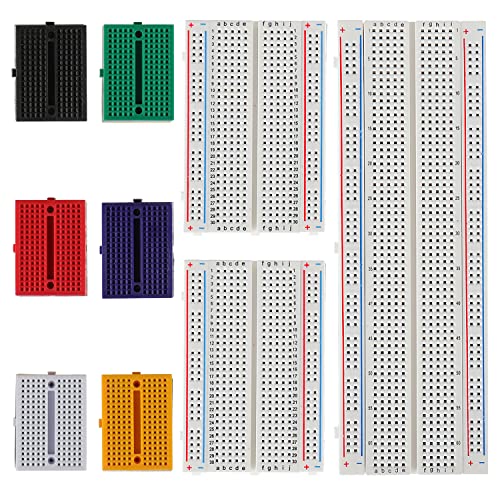 Mini Breadboard 170 Points (6 Colors, 6PCS)+Small Breadboard 400 Points Solderless (2PCS)+ Breadboard 830 Points (1 PCS) for Arduino and Proto Shield Electrical Connections Block