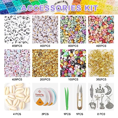 XSEINO 23000Pcs Clay Beads Bracelet Making Kit, 6Boxes 125Colors - color: 6 Boxes