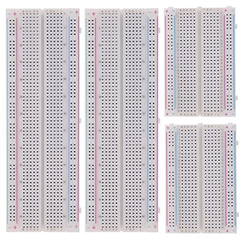 BOJACK 3 Values 130 Pcs Solderless Breadboard 4 Pcs 830 Tie Points & 400 Tie Points & 126 Pcs Flexible Breadboard Jumper Wires - size: Large
