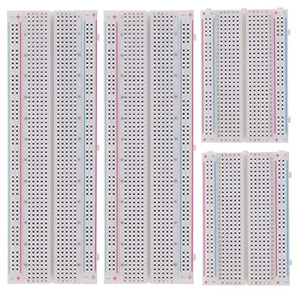 BOJACK 3 Values 130 Pcs Solderless Breadboard 4 Pcs 830 Tie Points & 400 Tie Points & 126 Pcs Flexible Breadboard Jumper Wires - size: Large