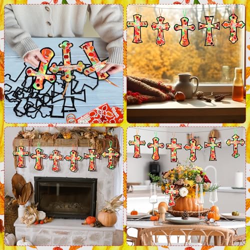 DoubleFill 48 Pcs Fall for Jesus Suncatchers Craft, Christian Fall Crafts - style: Fall for Jesus