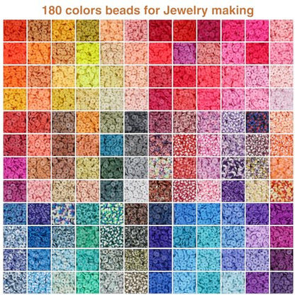 XSEINO 40000Pcs Clay Beads Bracelet Making Kit,8 Boxes 180 Colors - color: 8 Boxes