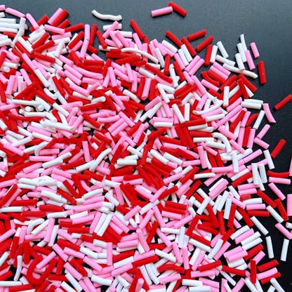 50g Fake Sprinkles Non-edible Polymer Clay Sprinkles Resin Sprinkles Fake Candy Sprinkles Faux Sprinkles for DIY Crafts Nail Art Cake Phone Case(19-Red+Pink） - color: 29-Red+Pink