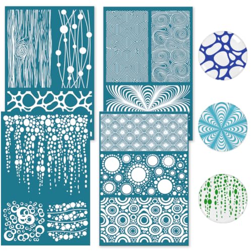 4Pcs 4 Styles Polymer Clay Texture Stencil 3.9 x 6 Inch Silk Screen Stencils Reusable Geometric Texture Pattern Nylon Mesh Transfers for Clay Wood Fabric Canvas Jewelry Making DIY Crafts - color: Mixed Shapes-2