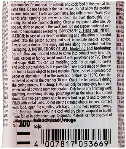 STAEDTLER 8041-200 FIMO Professional Oven-Hardening Polymer Modelling Clay, 454g - True Red (Single Block) - color: True Red