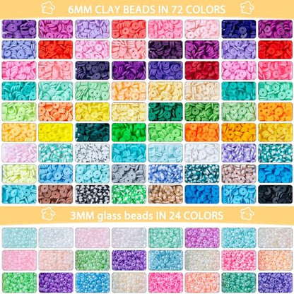 6 Box Friendship Bracelet Making Kit, Clay & Letter Beads with Charms - color: Multicolored