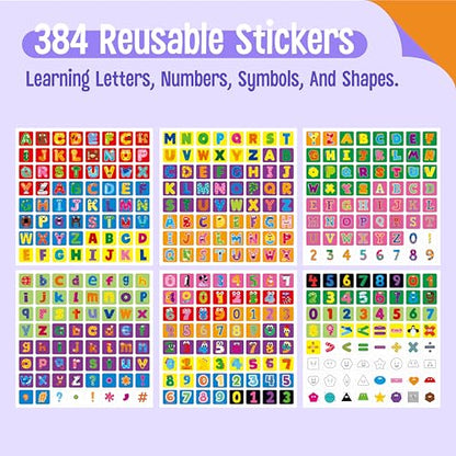 100 Math Linking Cubes, Math Cubes with 384 Reusable Stickers-Letters, Numbers, Shapes, Manipulative Geometric Connecting and Counting Blocks, Educational Toy for Kids Math Learning and Fun Activities - style: 100-Cubes+ 384 Letters Stickers