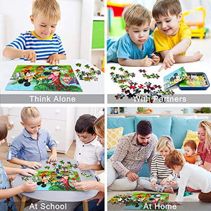 LELEMON Puzzles for Kids Ages 4-6, 60 Piece Puzzles for Kids in Metal Box - color: Cute Animal
