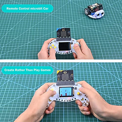 ELECFREAKS microbit Retro Makecode Arcade for STEM Education, Micro:bit Joystick Programming Learning Machine Supports Remote Control and Creat Games(Without Micro:bit) (Pack of 2) - size: 13.79cm x 8.13cm (Pack of 2)