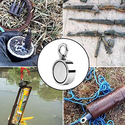 Double Sided Neodymium Magnet Fishing Kit with 480lbs Strength and Eyebolt for River Lake Hunting Indoor Outdoor (1.8in Dia) - style: LNM48-3