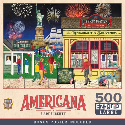 MasterPieces 500 Piece EZ Grip Jigsaw Puzzle for Adults, Family, Or Youth - Lady Liberty - 19.25"x26.75" - style: Lady Liberty
