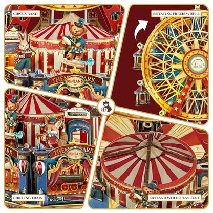 3D Wooden Puzzle Ferris Wheel DIY Miniature House Kit Music Box - color: Century Ferris Wheel