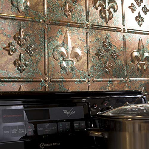 FASÄDE Fleur-de-lis Decorative Vinyl Backsplash 15 sq ft Kit in Copper Fantasy - color: Copper Fantasy