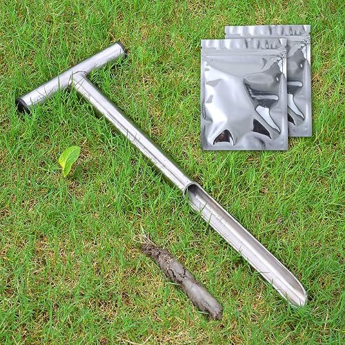 HiHydro Soil Sampler Probe Stainless Steel Tubular T-Style Handle Soil Test Kits Satisfying The Sampling Depth of Agriculture Forest(C) - size: C