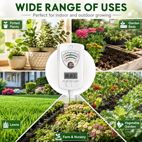 2026 Soil Tester, 7-in-1 Soil Test Kit for Moisture, pH, Fertility, Temperature, Humidity and Light, Digital Soil Meter for Garden, Lawn, Farm, Indoor and Outdoor
