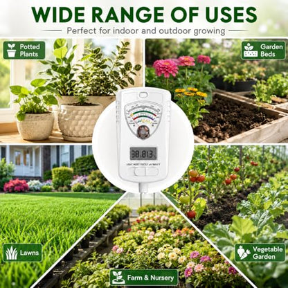 2026 Soil Tester, 7-in-1 Soil Test Kit for Moisture, pH, Fertility, Temperature, Humidity and Light, Digital Soil Meter for Garden, Lawn, Farm, Indoor and Outdoor