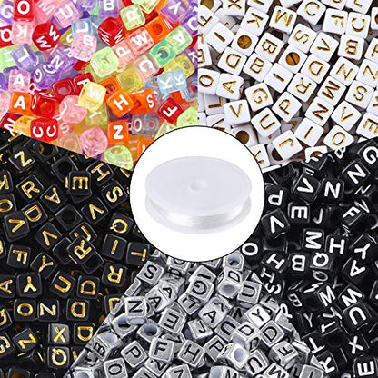 Augshy 1400pcs 5 Color Acrylic Alphabet Beads for DIY Bracelets Making - color: 5colors B