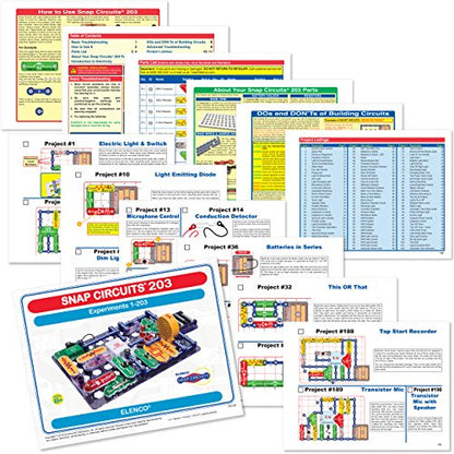 SNAP CIRCUITS 203 STEM Electronics Kit, 200+ Projects, Ages 8+