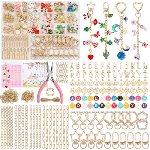 Riwiuue 668Pcs Lip Gloss Keychain Making Kit, DIY Charms Key Chain Kit - color: 668Pcs Keychain Making Kit