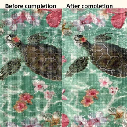 Diamond Art Kits for Adults, Ocean Turtle Flower 5D Diamond Painting Kit - color: KM1244-1