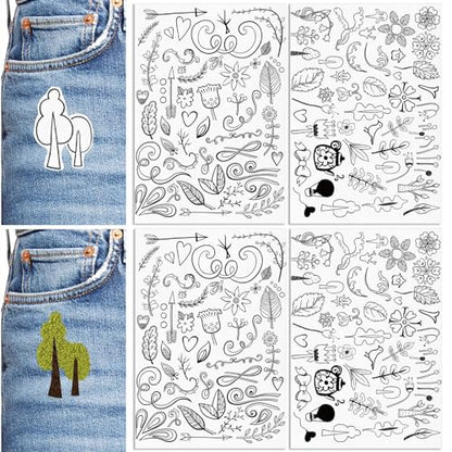 Patemby Embroidery Pattern Water Soluble Embroidery Stabilizers, Stick and Stitch Embroidery Paper Wash Away with Pre-Printed Pattern Designs Stencils Transfers for Hand Sewing Lover Beginner - color: Boho, Pack of 2
