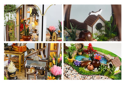 Hanging Garden DIY Miniature House Kit,Wooden Dollhouse with LED for Adults - style: Hanging Garden