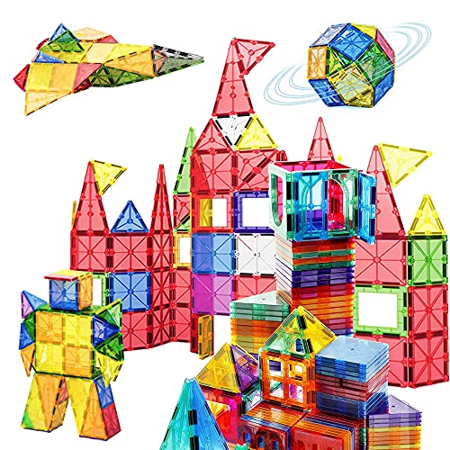 Contixo ST4 Magnetic Tiles - 112 PCs 3D Building Blocks STEM Construction Creativity, Imagination, Recreational, Educational Building Toys for Kids Children Toddler Ages 4-8, Boys and Girls Age 3-5 - style: STEM-112pcs