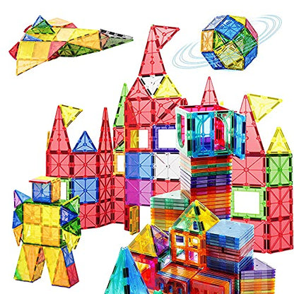 Contixo ST4 Magnetic Tiles - 112 PCs 3D Building Blocks STEM Construction Creativity, Imagination, Recreational, Educational Building Toys for Kids Children Toddler Ages 4-8, Boys and Girls Age 3-5 - style: STEM-112pcs