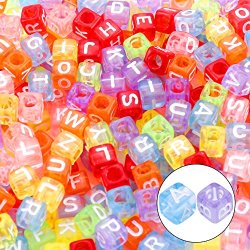 Augshy 1400pcs 5 Color Cube Alphabet Bead,Letter Beads DIY Activity Craft - color: 5colors A