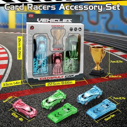 Aooess 6 PCs Catapult Car Toy for Kid 3-5 Car Toy Set with Launchers Trophy