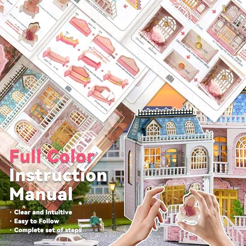 Flever Dollhouse Miniature DIY House Kit Creative Room with Furniture for Romantic Valentine's Gift (Romantic Castle) - color: Romantic Castle