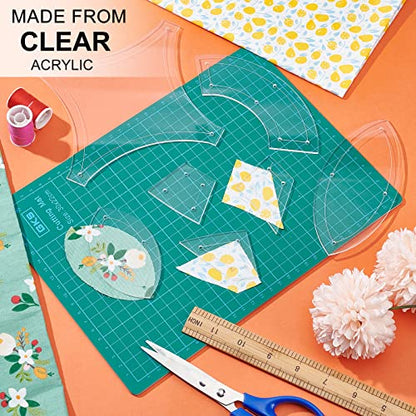 BENECREAT 7 Shapes Double Wedding Ring Acrylic Quilting Template, Transparent Acrylic Quilting Templates Rulers 2.5mm Thick for Woodworking, Quilting Sewing Needlework Craft - color: Wedding Ring Set - 7 Shapes