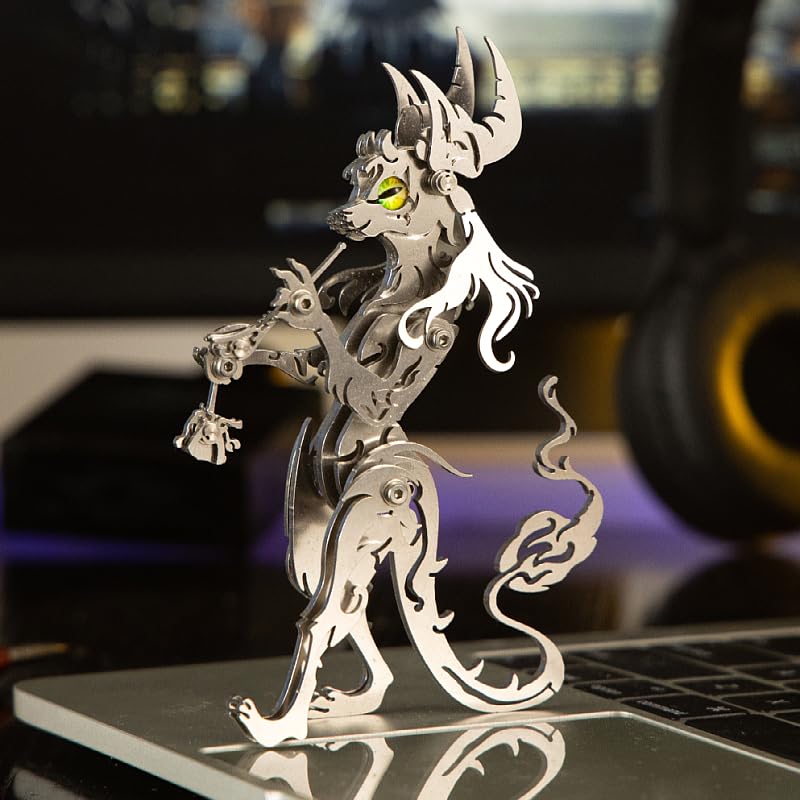 3D Metal Puzzle Pipe Elder Cat, Silver - color: Pipe Elder Cat Silver