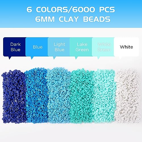 Funtopia 6000 Pcs Blue Clay Beads for Bracelets Making, Heishi Beads - color: 1.Blue